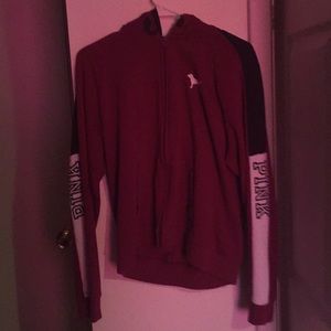 A maroon Victoria’s Secret jacket